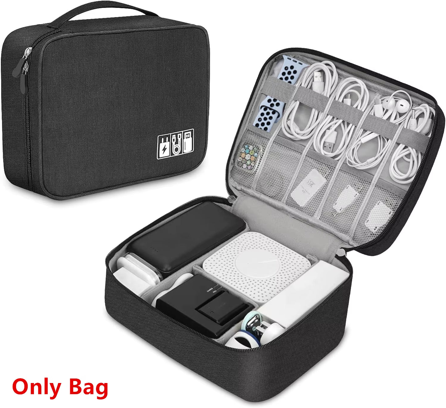 Bolsa Organizadora de Cables y Accesorios Electrónicos — Impermeable, Compacta y Perfecta para Viajar