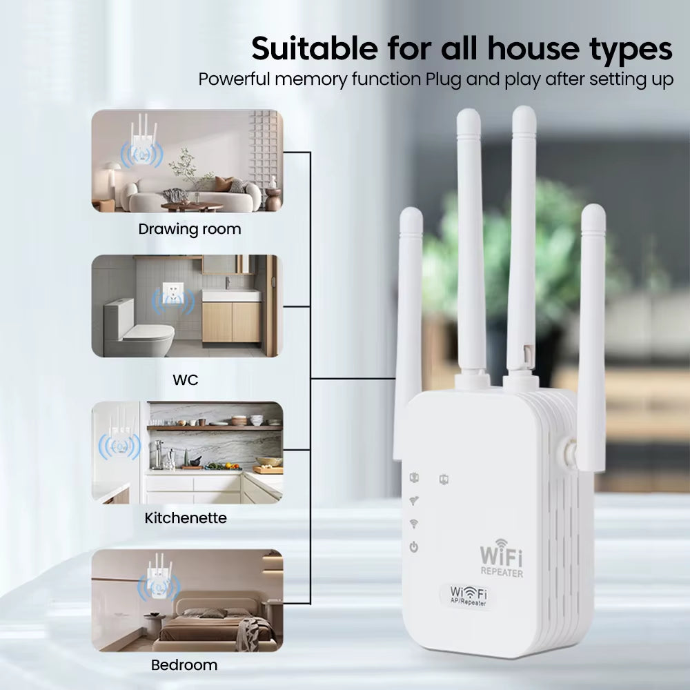 Repetidor WiFi Inalámbrico Elough 2.4G — Amplificador de Señal, Extensor de Cobertura y Reforzador de Velocidad (300 Mbps)