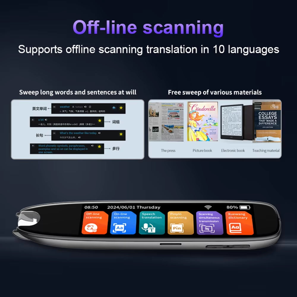 Bolígrafo Traductor Inteligente S65 — Traducción Instantánea en 142 Idiomas con Pantalla Táctil HD y Escáner de Texto