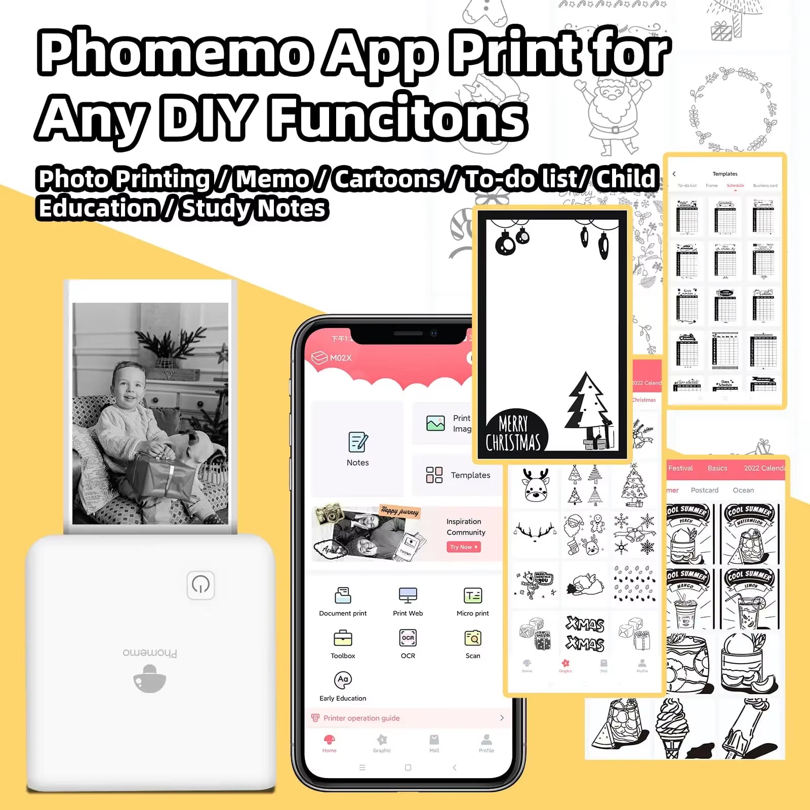 Mini Impresora Portátil Phomemo M02 Pro — 300 DPI, Bluetooth, Sin Tinta y Compatible con iOS y Android