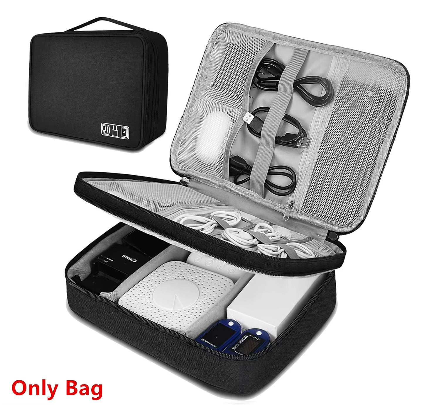 Bolsa Organizadora de Cables y Accesorios Electrónicos — Impermeable, Compacta y Perfecta para Viajar