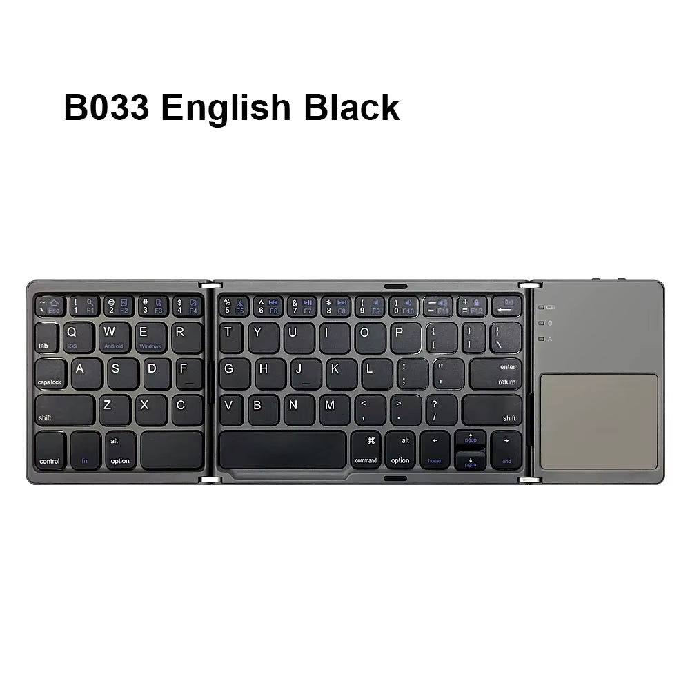 Teclado Bluetooth Plegable 4 en 1 con Touchpad — Ultra Portátil, Silencioso y Compatible con Windows, Android y iOS
