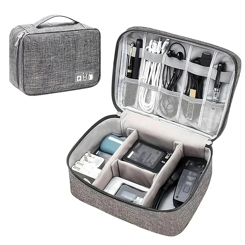 Bolsa Organizadora de Cables y Accesorios Electrónicos — Impermeable, Compacta y Perfecta para Viajar