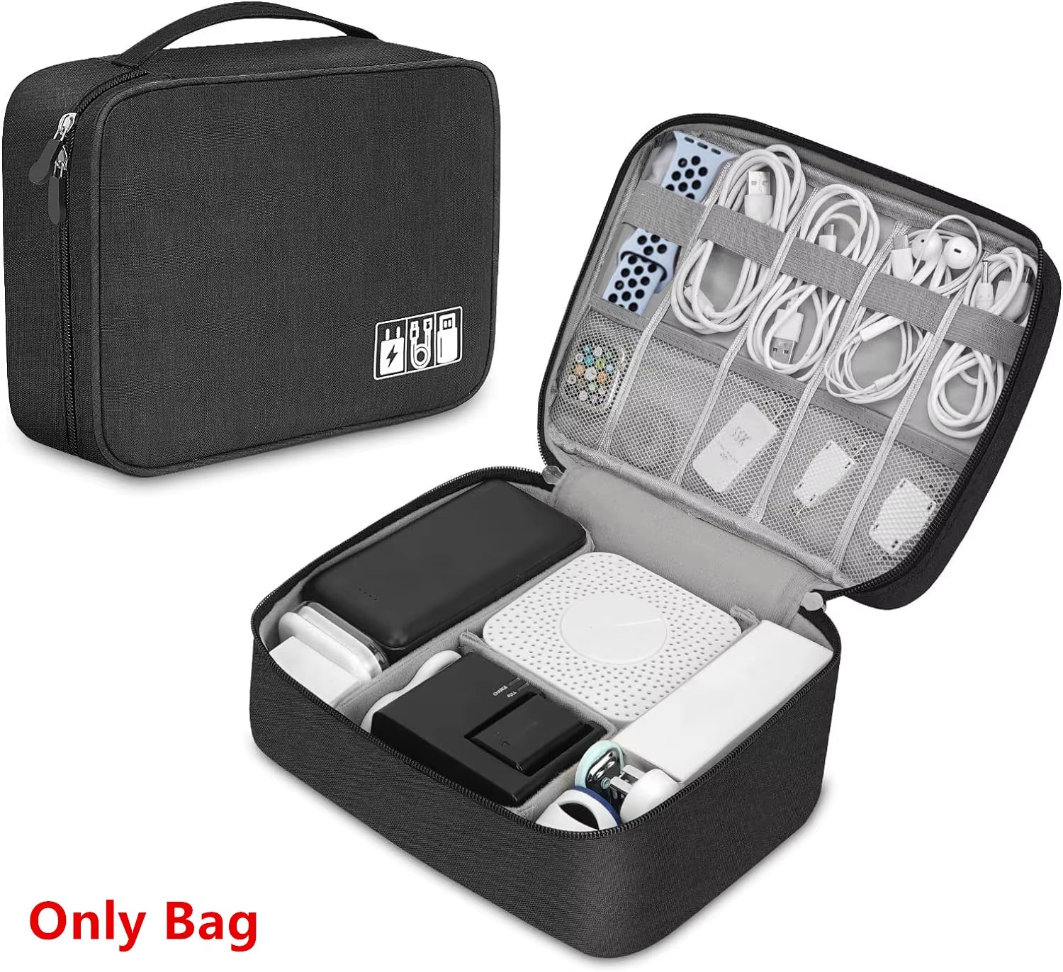 Bolsa Organizadora de Cables y Accesorios Electrónicos — Impermeable, Compacta y Perfecta para Viajar