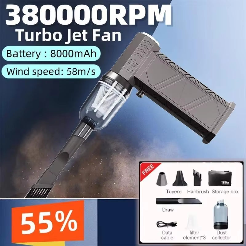 Soplador Turbo Inalámbrico 380000 RPM - Limpieza Potente y Portátil sin Esfuerzo