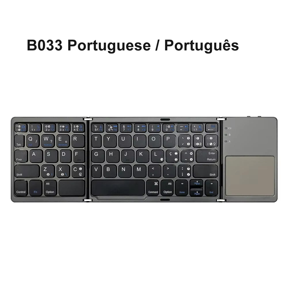 Teclado Bluetooth Plegable 4 en 1 con Touchpad — Ultra Portátil, Silencioso y Compatible con Windows, Android y iOS