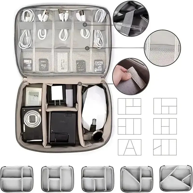 Bolsa Organizadora de Cables y Accesorios Electrónicos — Impermeable, Compacta y Perfecta para Viajar