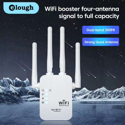 Repetidor WiFi Inalámbrico Elough 2.4G — Amplificador de Señal, Extensor de Cobertura y Reforzador de Velocidad (300 Mbps)