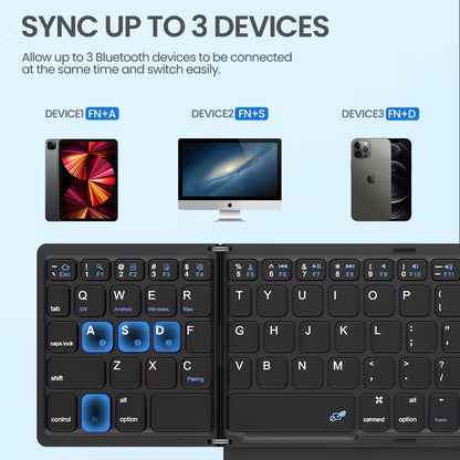 Teclado Bluetooth Plegable 4 en 1 con Touchpad — Ultra Portátil, Silencioso y Compatible con Windows, Android y iOS