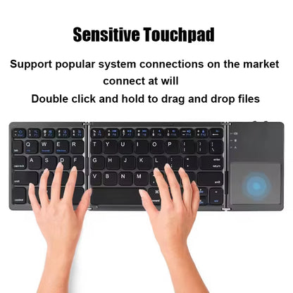 Teclado Bluetooth Plegable con Touchpad — Compatible con iOS, Android y Windows