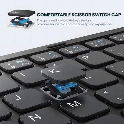 Teclado Bluetooth Plegable 4 en 1 con Touchpad — Ultra Portátil, Silencioso y Compatible con Windows, Android y iOS
