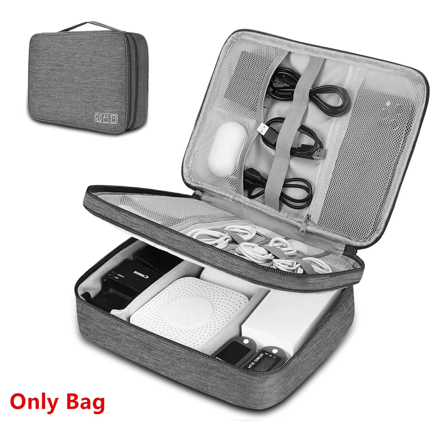 Bolsa Organizadora de Cables y Accesorios Electrónicos — Impermeable, Compacta y Perfecta para Viajar