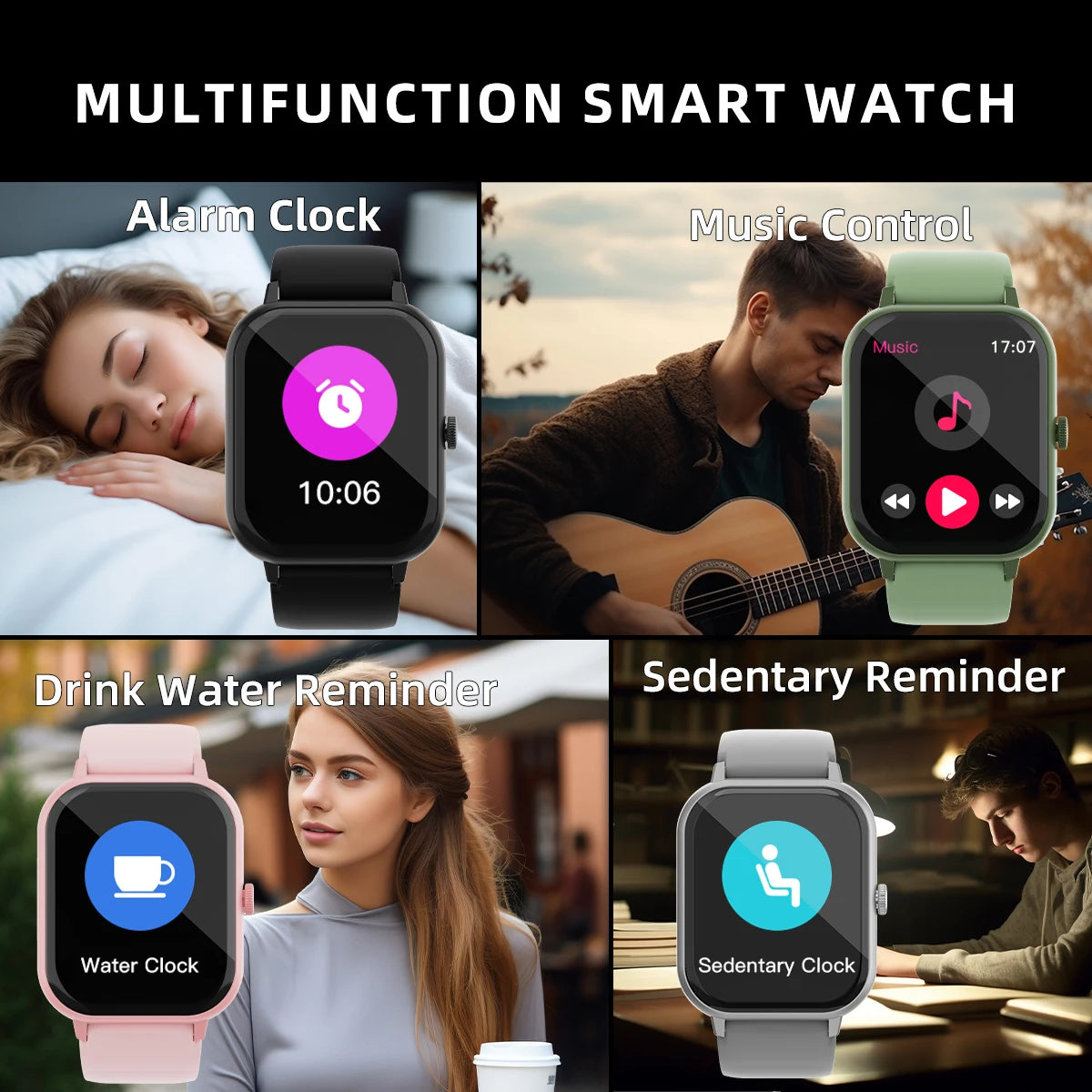 Smartwatch Deportivo con Podómetro, Pulsómetro y Pantalla Full Touch 1.99”