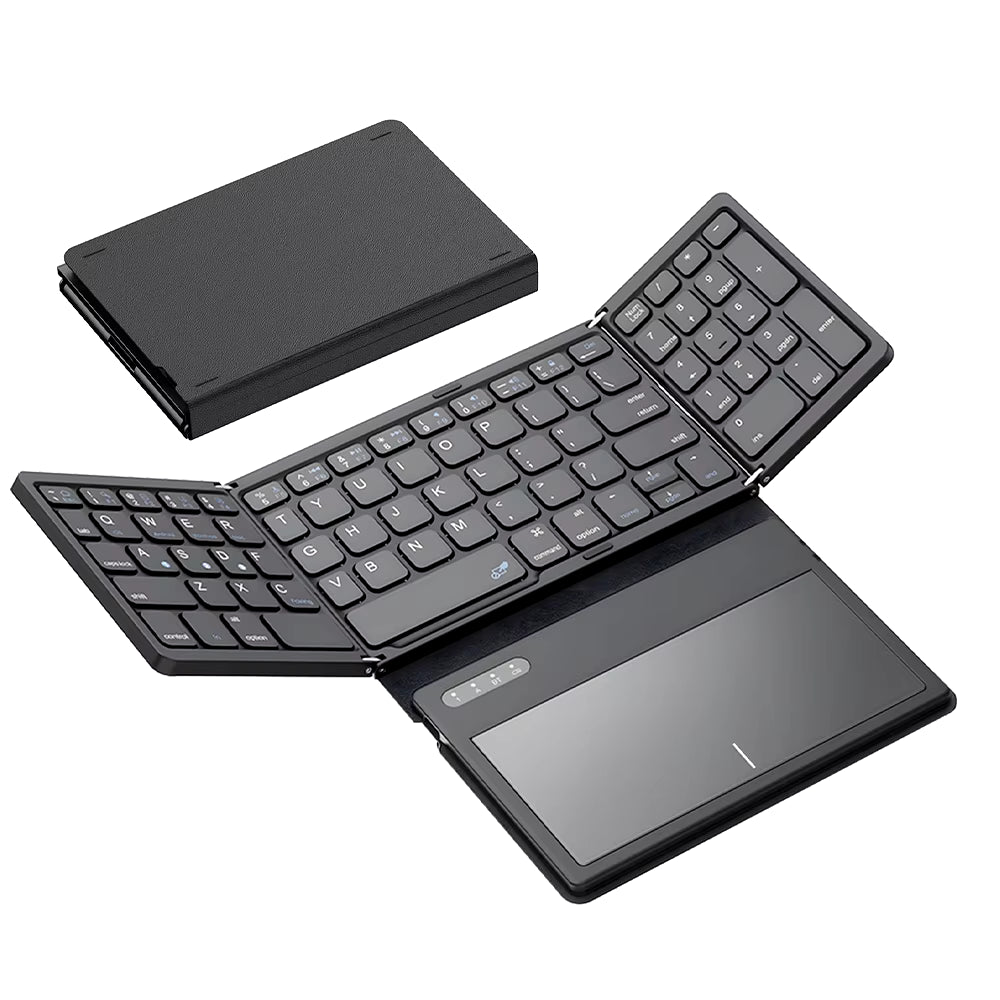 Teclado Bluetooth Plegable 4 en 1 con Touchpad — Ultra Portátil, Silencioso y Compatible con Windows, Android y iOS