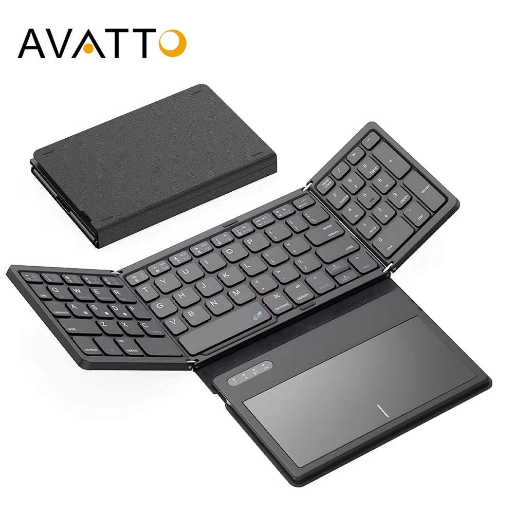 Teclado Bluetooth Plegable 4 en 1 con Touchpad — Ultra Portátil, Silencioso y Compatible con Windows, Android y iOS
