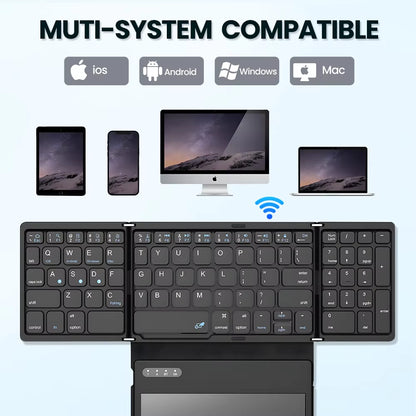 Teclado Bluetooth Plegable 4 en 1 con Touchpad — Ultra Portátil, Silencioso y Compatible con Windows, Android y iOS