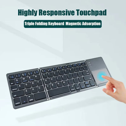 Teclado Bluetooth Plegable con Touchpad — Compatible con iOS, Android y Windows