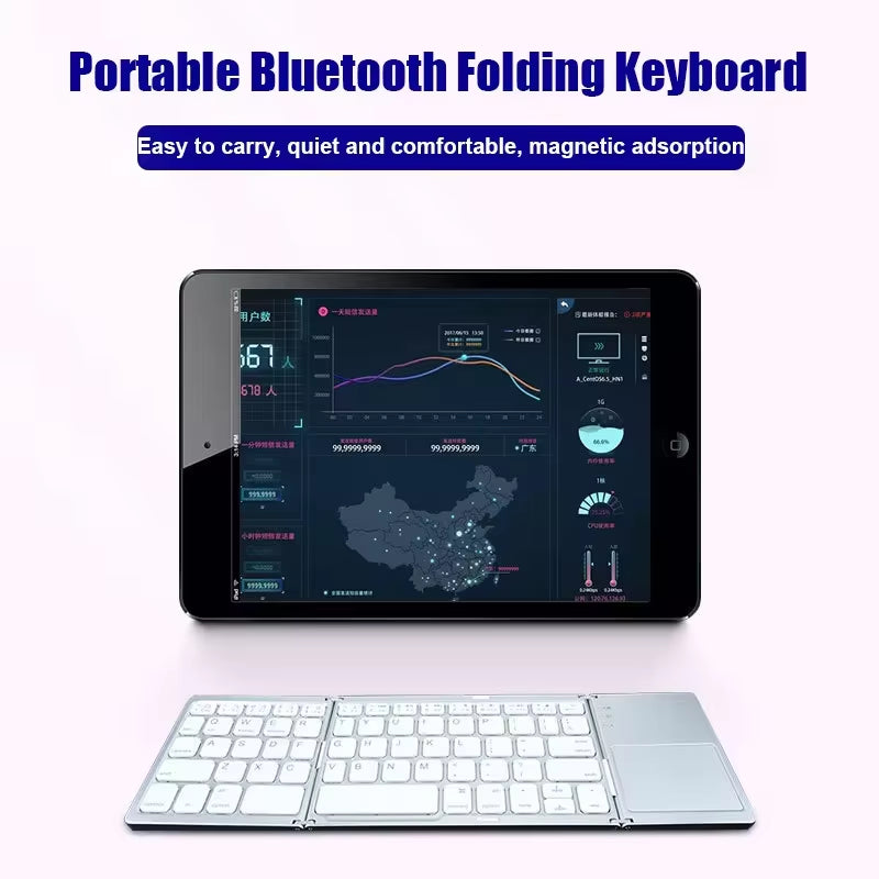 Teclado Bluetooth Plegable con Touchpad — Compatible con iOS, Android y Windows